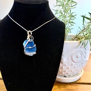 Blue Agate Slice Necklace